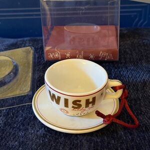 VTG ‘Wish’ Starbucks Holiday Ornament Teacup & Saucer/2006